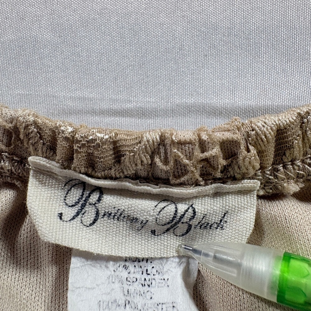 Brittany Black Lace Blouse Womens L Tan Rose Floral 3/4 Sleeve Dressy Boho Top - Picture 3 of 7